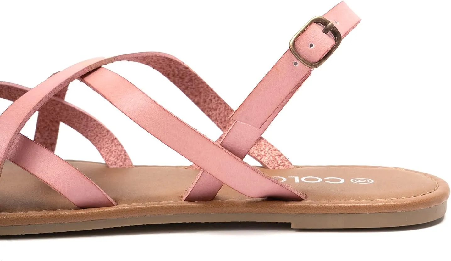 Colgo Women's Summer Strappy Flat Sandals, Adjustable Casual Fisherman Sandal with Open Toe Slingback Gladiator Sandals