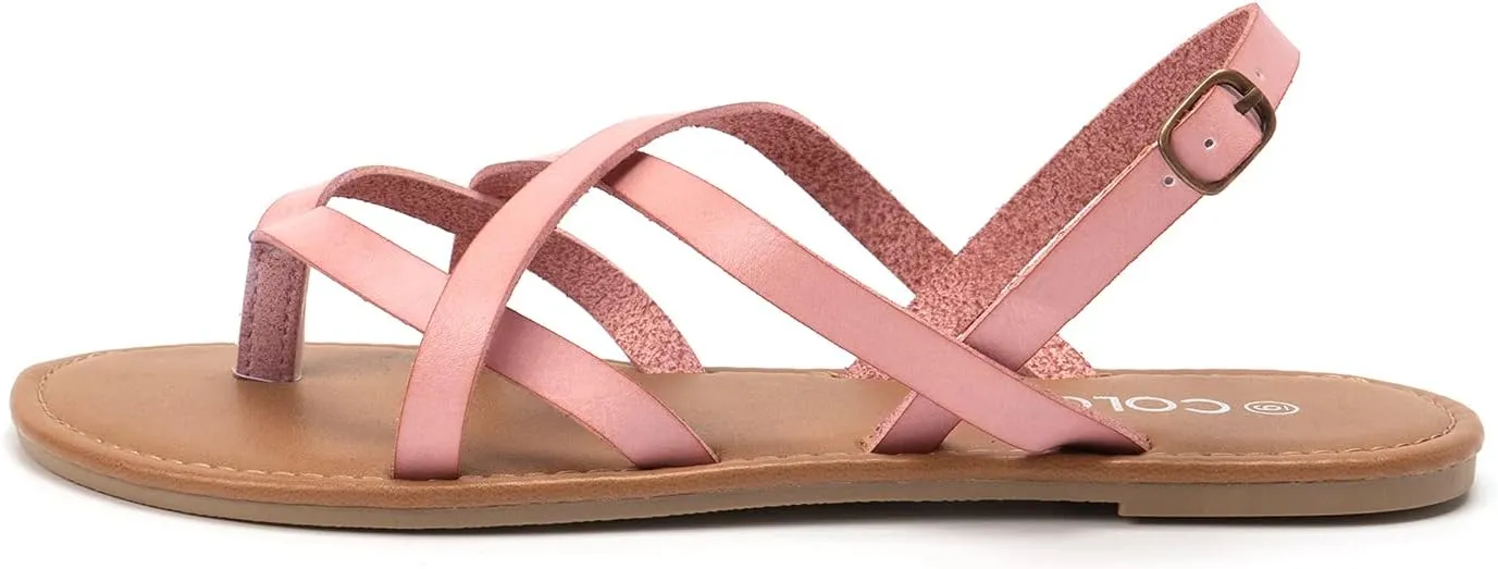 Colgo Women's Summer Strappy Flat Sandals, Adjustable Casual Fisherman Sandal with Open Toe Slingback Gladiator Sandals
