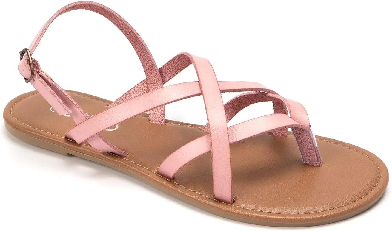 Colgo Women's Summer Strappy Flat Sandals, Adjustable Casual Fisherman Sandal with Open Toe Slingback Gladiator Sandals