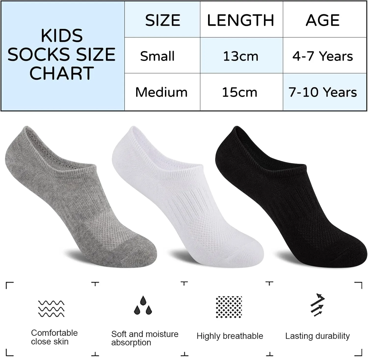 Comfoex 10 Pairs No Show Boys Socks Cotton Mesh Non Slip Low Cut Invisible Athletic Socks For Kids 4-10 Years