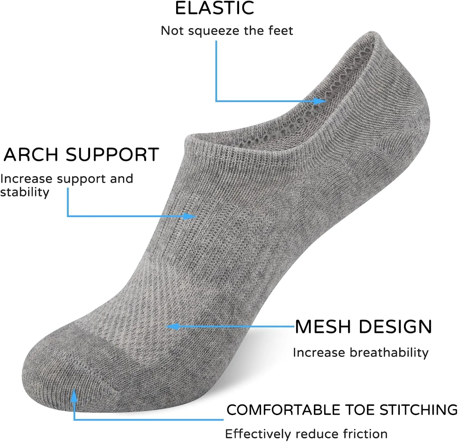 Comfoex 10 Pairs No Show Boys Socks Cotton Mesh Non Slip Low Cut Invisible Athletic Socks For Kids 4-10 Years