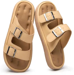 Comfortable Flat Sandals Beach Essentials Womens Sandals Memory Foam Vacation Essentials Slides for Women Footwear