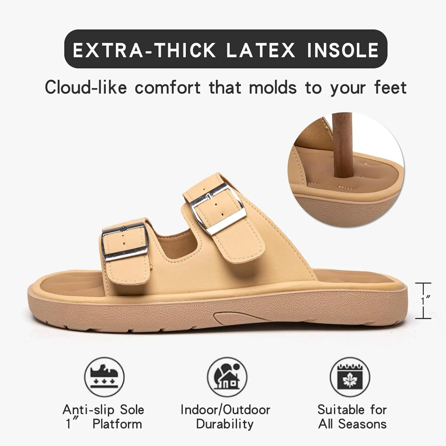Comfortable Flat Sandals Beach Essentials Womens Sandals Memory Foam Vacation Essentials Slides for Women Footwear