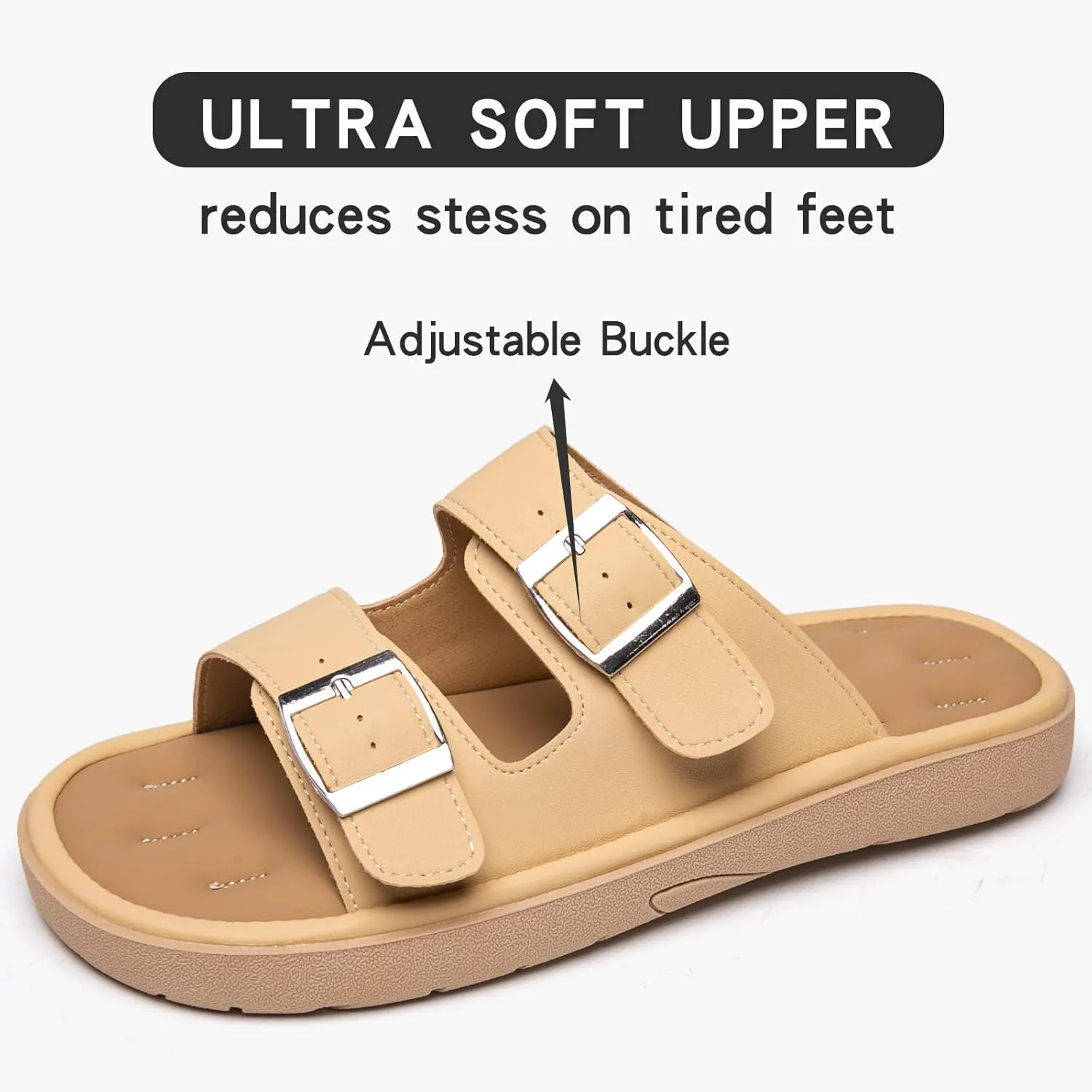 Comfortable Flat Sandals Beach Essentials Womens Sandals Memory Foam Vacation Essentials Slides for Women Footwear