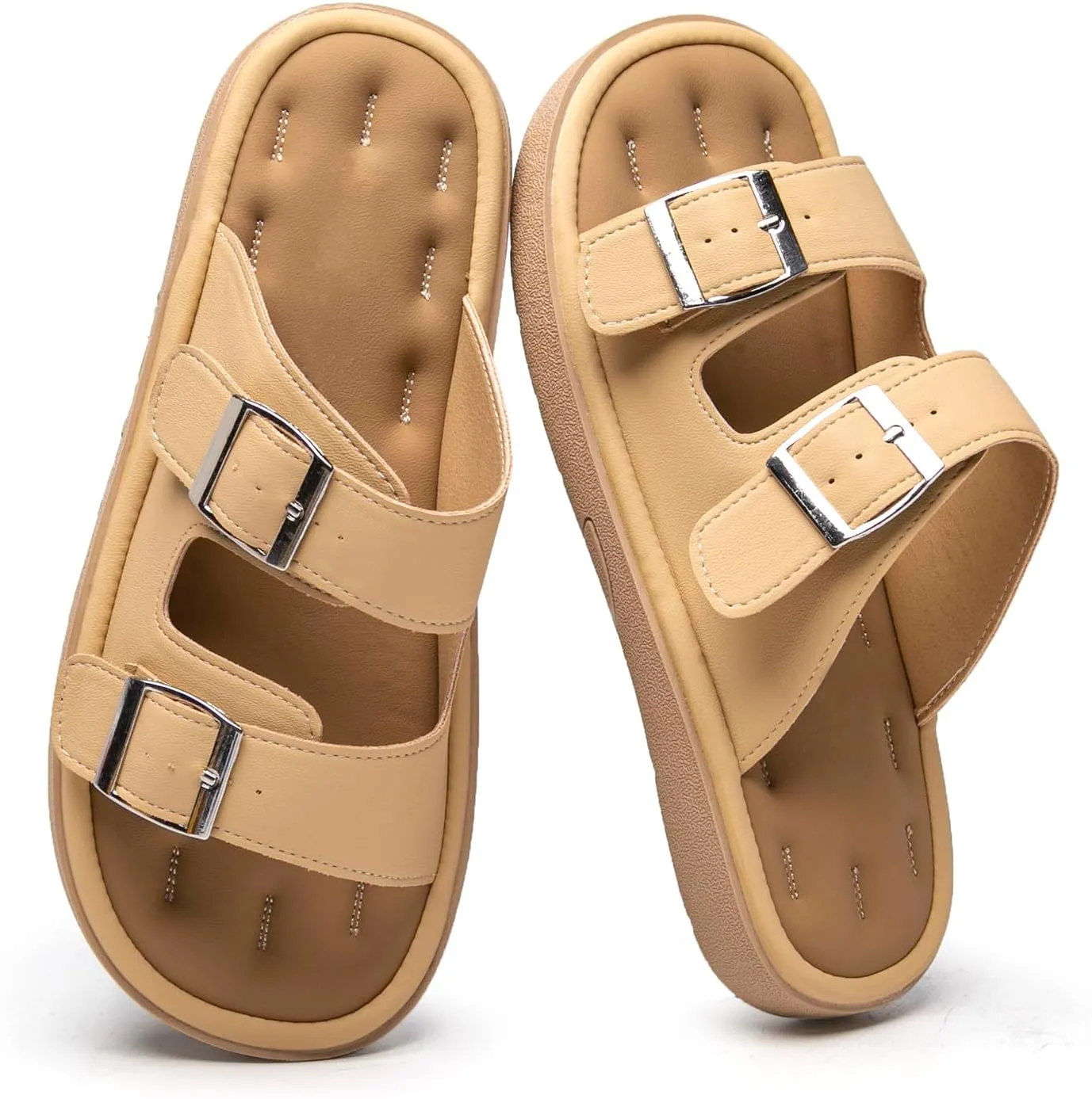 Comfortable Flat Sandals Beach Essentials Womens Sandals Memory Foam Vacation Essentials Slides for Women Footwear