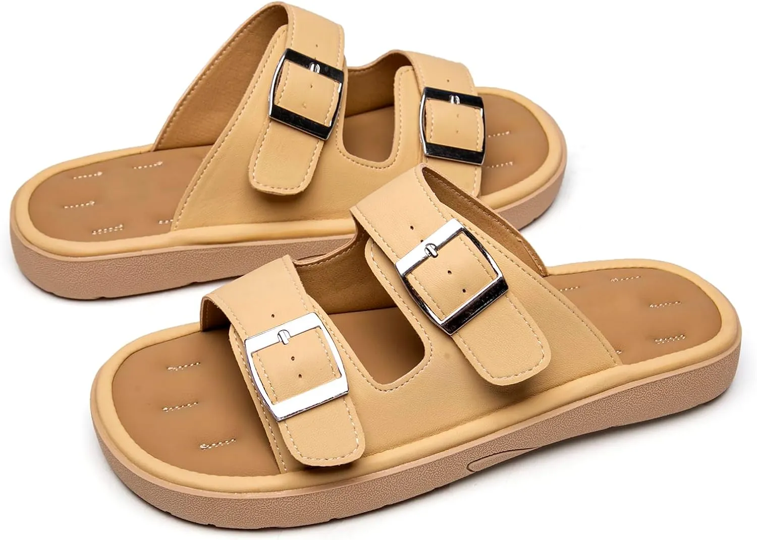 Comfortable Flat Sandals Beach Essentials Womens Sandals Memory Foam Vacation Essentials Slides for Women Footwear