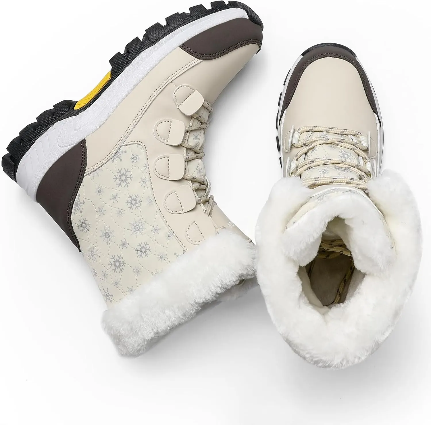 COOJOY Womens Winter Snow Boots Waterproof Shoes Walking Comfortable Hiking Tennis Booties Furry Mid Calf Warm Lightweight