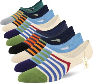 COOPLUS Mens No Show Socks Cotton Low Cut Non Slip Casual Socks Invisible Flat Boat Socks (8 Pairs)