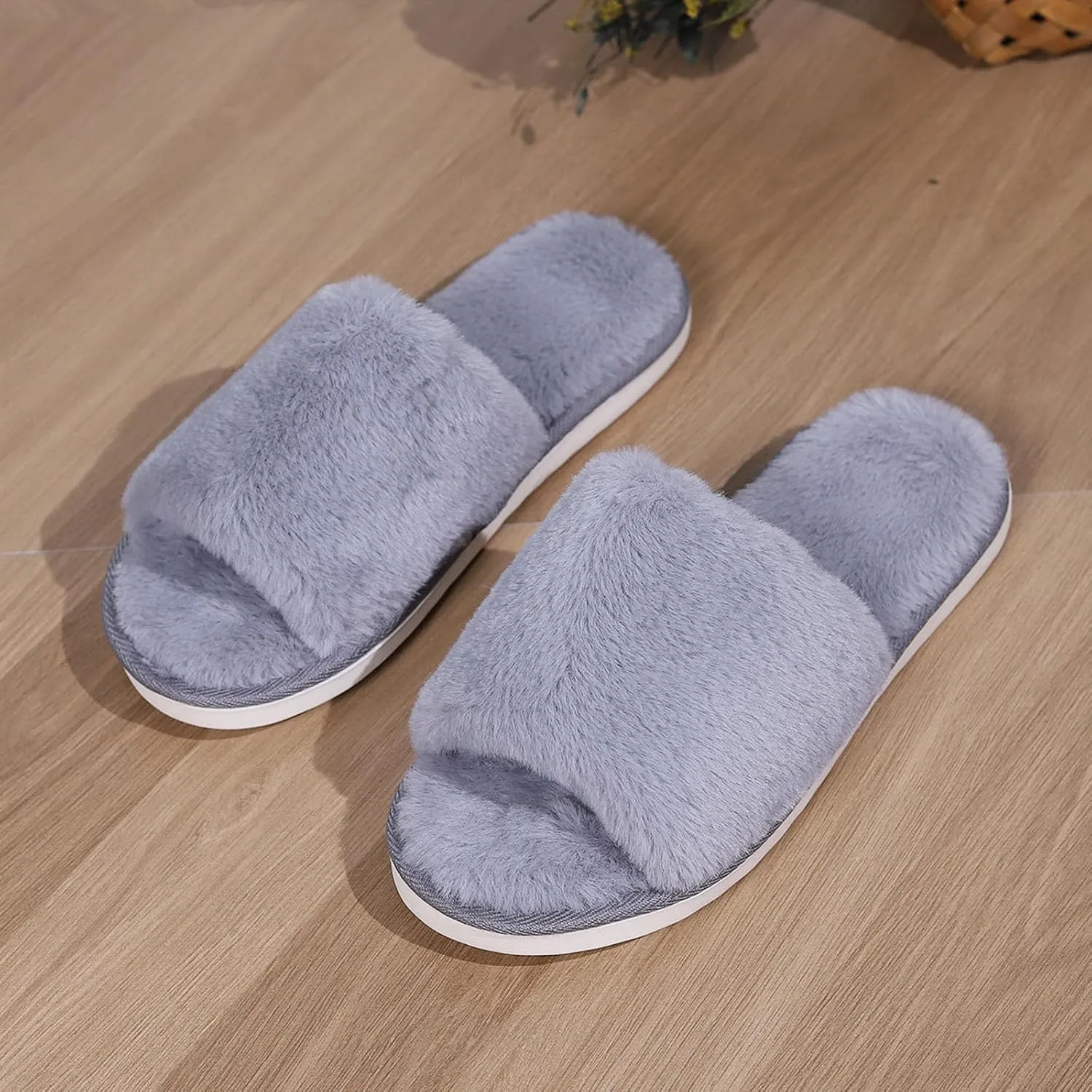 Couple Solid Color Thick Bottom Warm Non Slip Padded Home Slippers Glitter Shoes