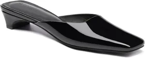 Coutgo Women's Mules Low Kitten Heel Closed Square Toe Slip On Backless Dress Shoes,Size Fits Large