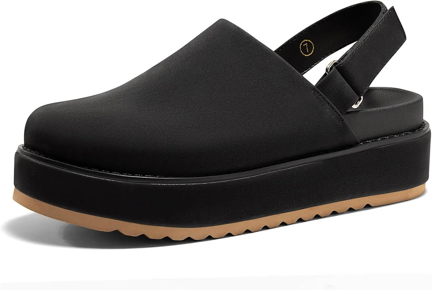 Coutgo Women's Platform Clogs Adjustable Strap Slip on Mules Shoes Comfortable Fall Sandals