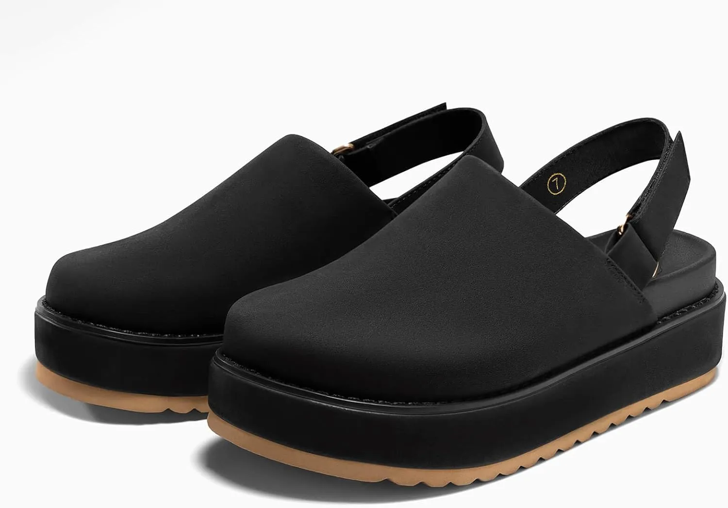 Coutgo Women's Platform Clogs Adjustable Strap Slip on Mules Shoes Comfortable Fall Sandals