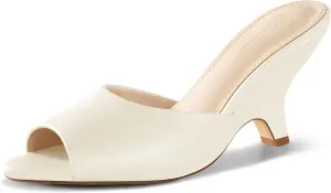 Coutgo Womens Wedge Heels Sandals Pointed Open Toe Slide Sandals Slip On Backless Summer Dress Shoes