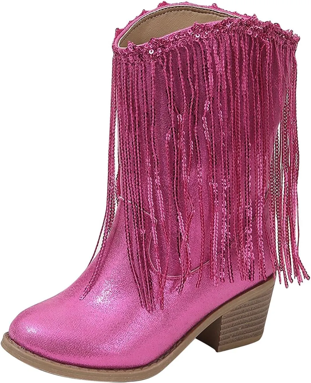 Cowboy Tassel Boots With Side Zipper For Kids Baby Toddler Girls 𝐖aterproof 𝗠occasins Flat Shoes Outdoor Slip On Shoes