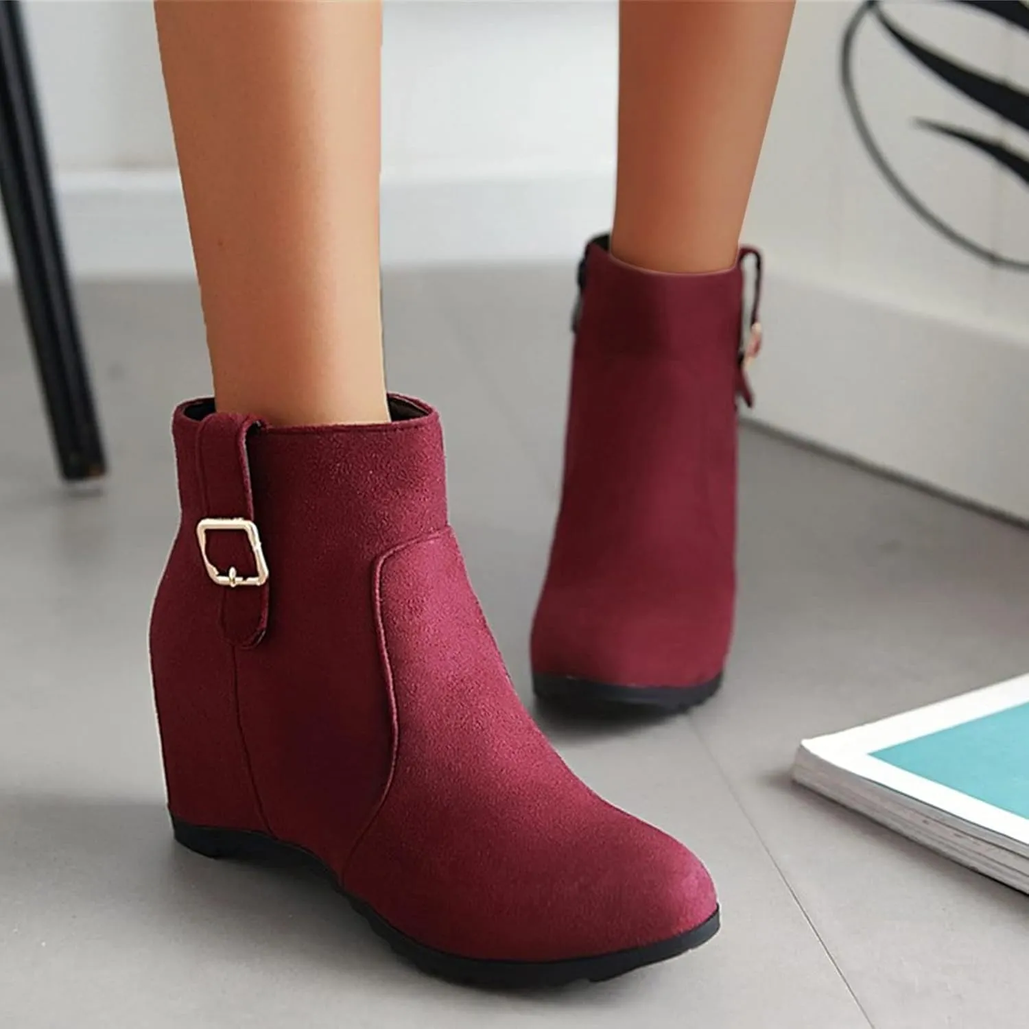 Cowgirl Boots Women Dressy High Heel Short Ankle Booties Peep Toe Platform Boots Slip On Cowgirl Combat Boots 52