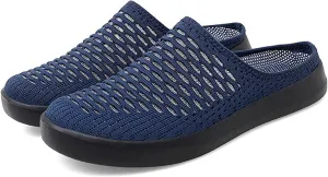CROSSBABY Women's Knitted Breathable Lightweight Slip-On Sports Mules Comfortable Non-Slip Backless Walking Shoes for Hiking House Traveling