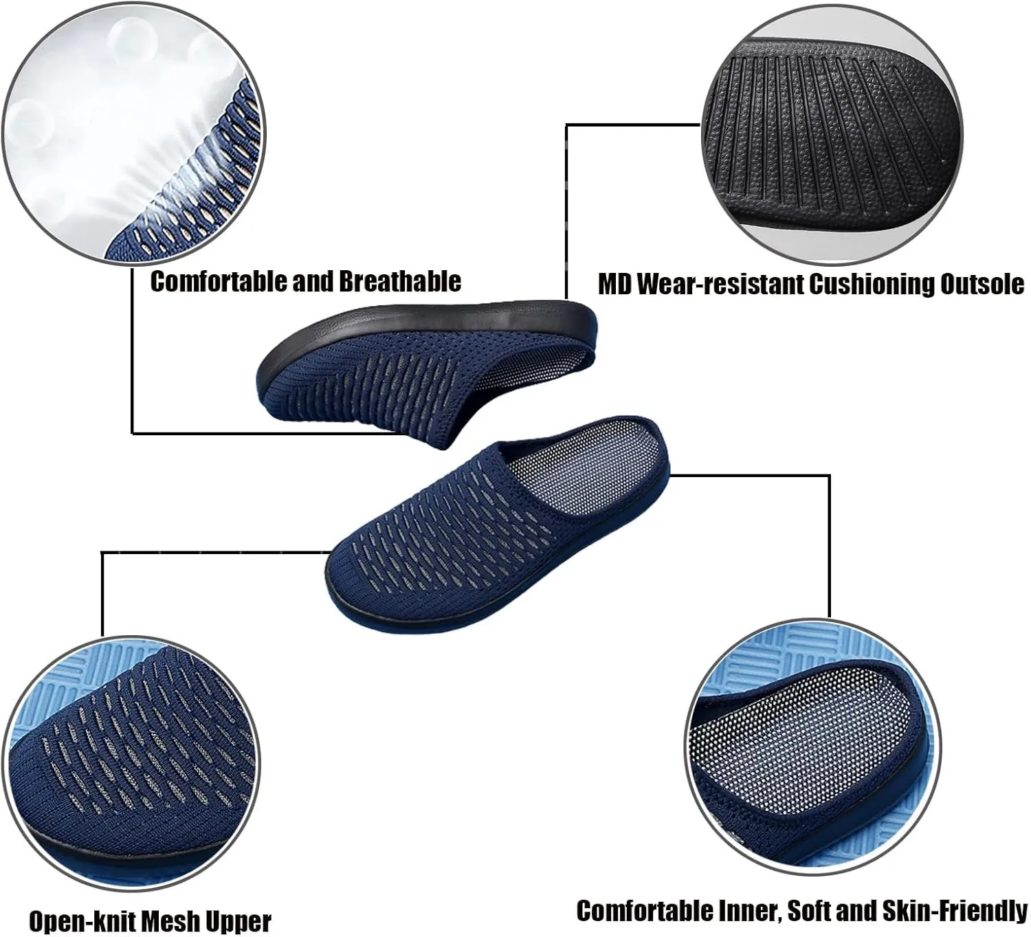 CROSSBABY Women's Knitted Breathable Lightweight Slip-On Sports Mules Comfortable Non-Slip Backless Walking Shoes for Hiking House Traveling