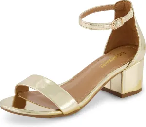 CUSHIONAIRE Women's Alba one band mid block heel sandal  Memory Foam, Wide Widths Available