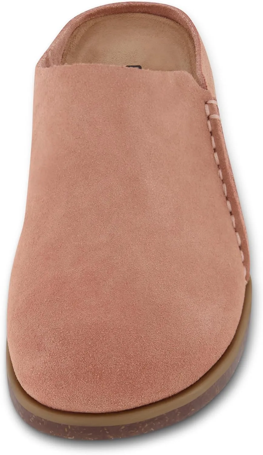CUSHIONAIRE Women's Clay Genuine Leather footbed clog with  Comfort padding