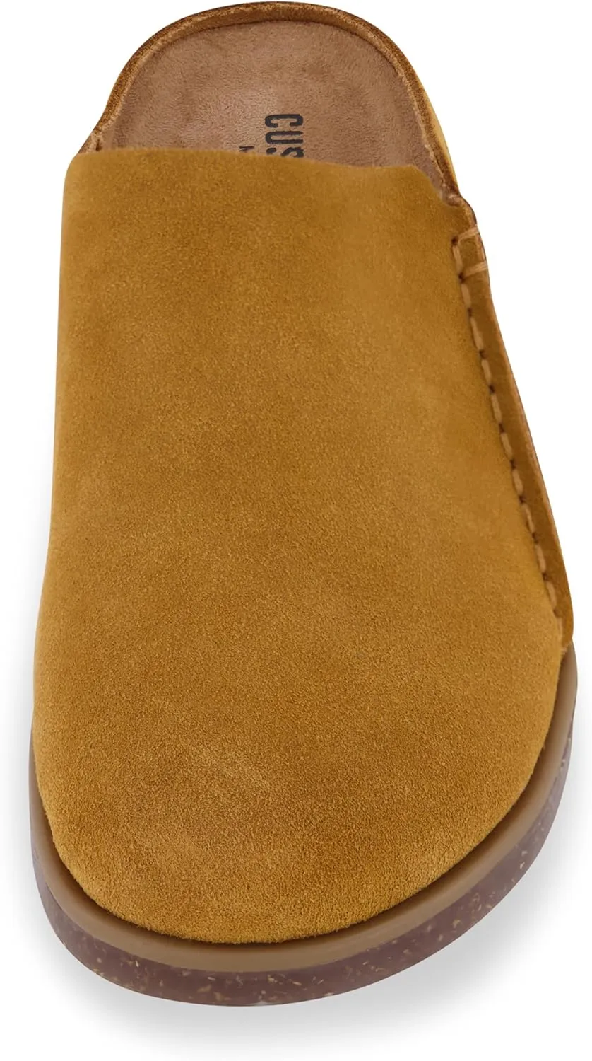 CUSHIONAIRE Women's Clay Genuine Leather footbed clog with  Comfort padding