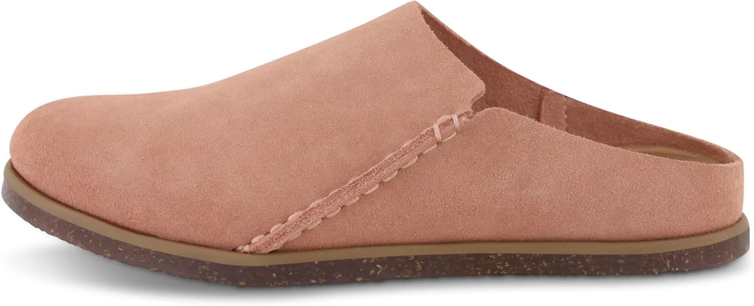 CUSHIONAIRE Women's Clay Genuine Leather footbed clog with  Comfort padding