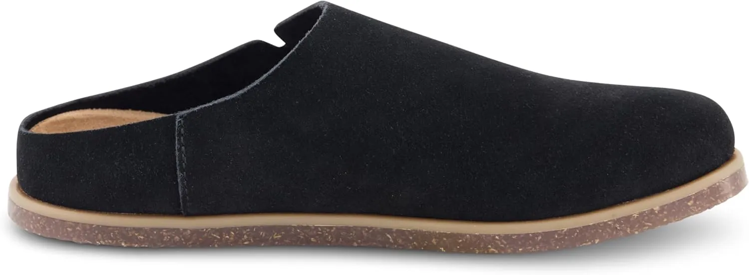 CUSHIONAIRE Women's Clay Genuine Leather footbed clog with  Comfort padding
