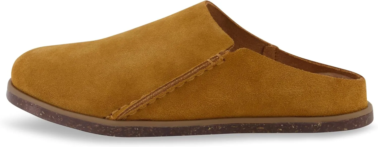 CUSHIONAIRE Women's Clay Genuine Leather footbed clog with  Comfort padding