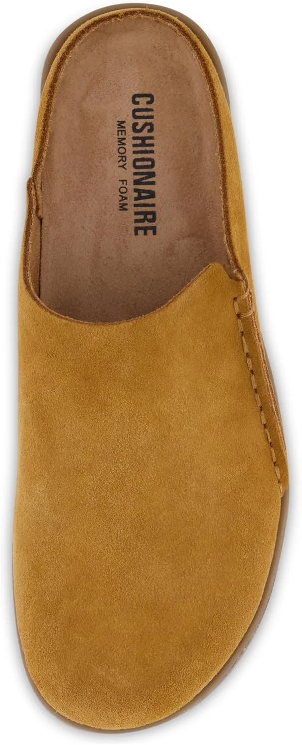 CUSHIONAIRE Women's Clay Genuine Leather footbed clog with  Comfort padding