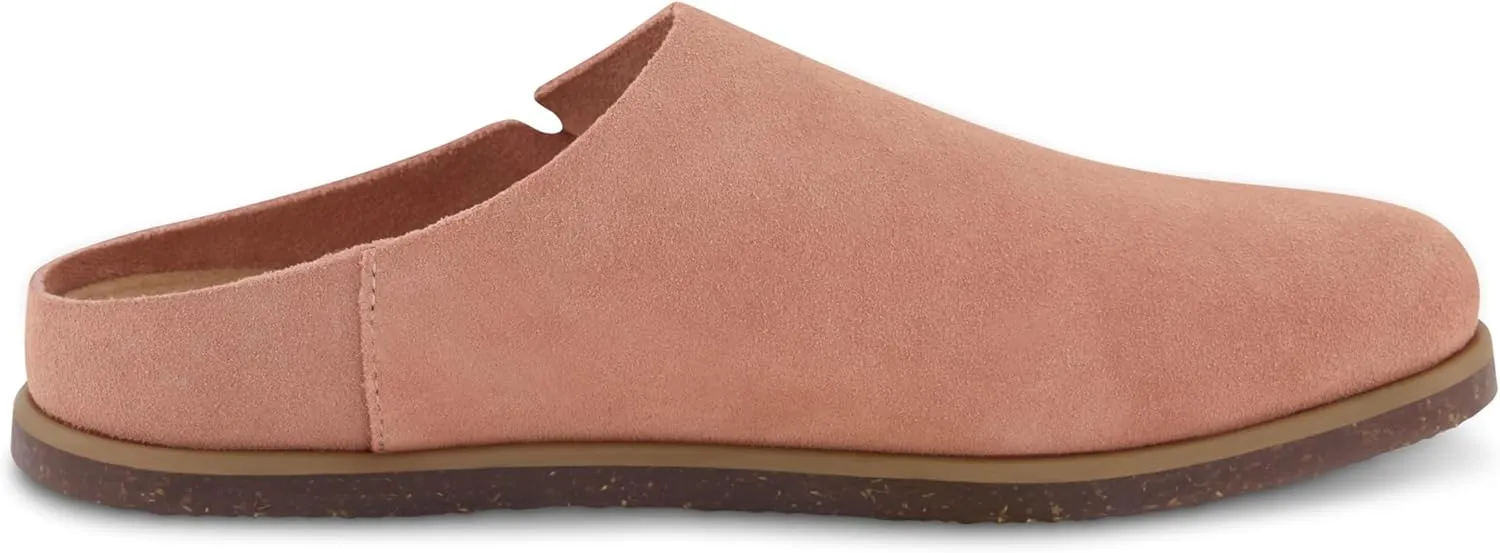 CUSHIONAIRE Women's Clay Genuine Leather footbed clog with  Comfort padding
