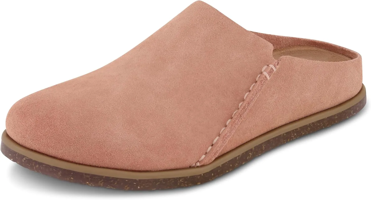 CUSHIONAIRE Women's Clay Genuine Leather footbed clog with  Comfort padding