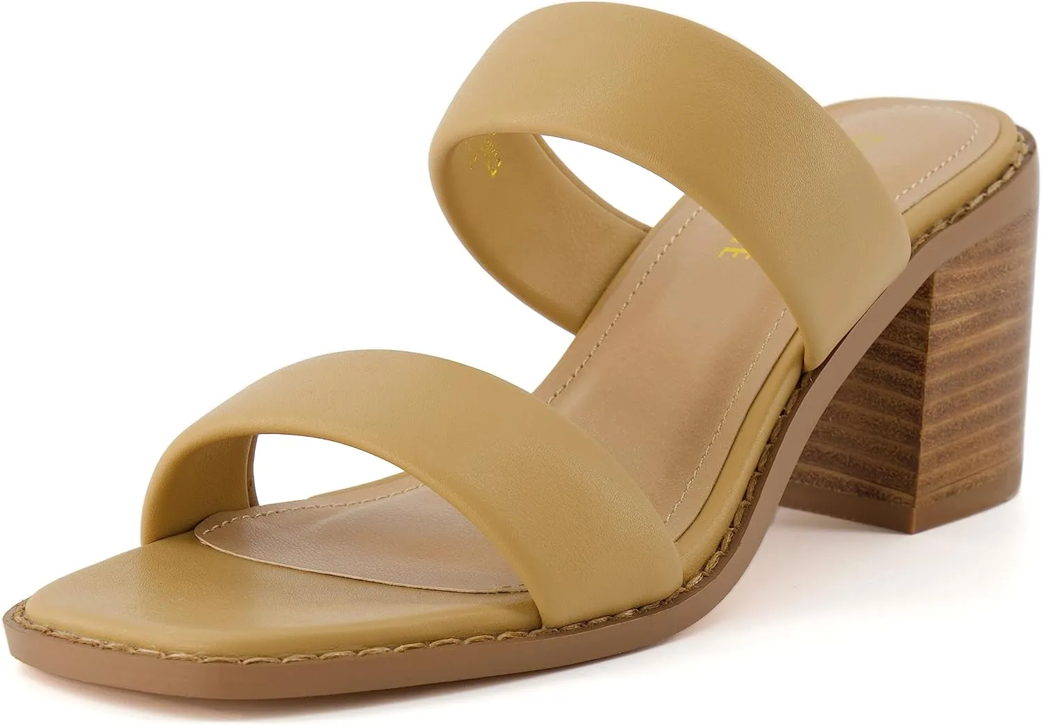 CUSHIONAIRE Women's Clever two band block heel sandal  Memory Foam, Wide Widths Available