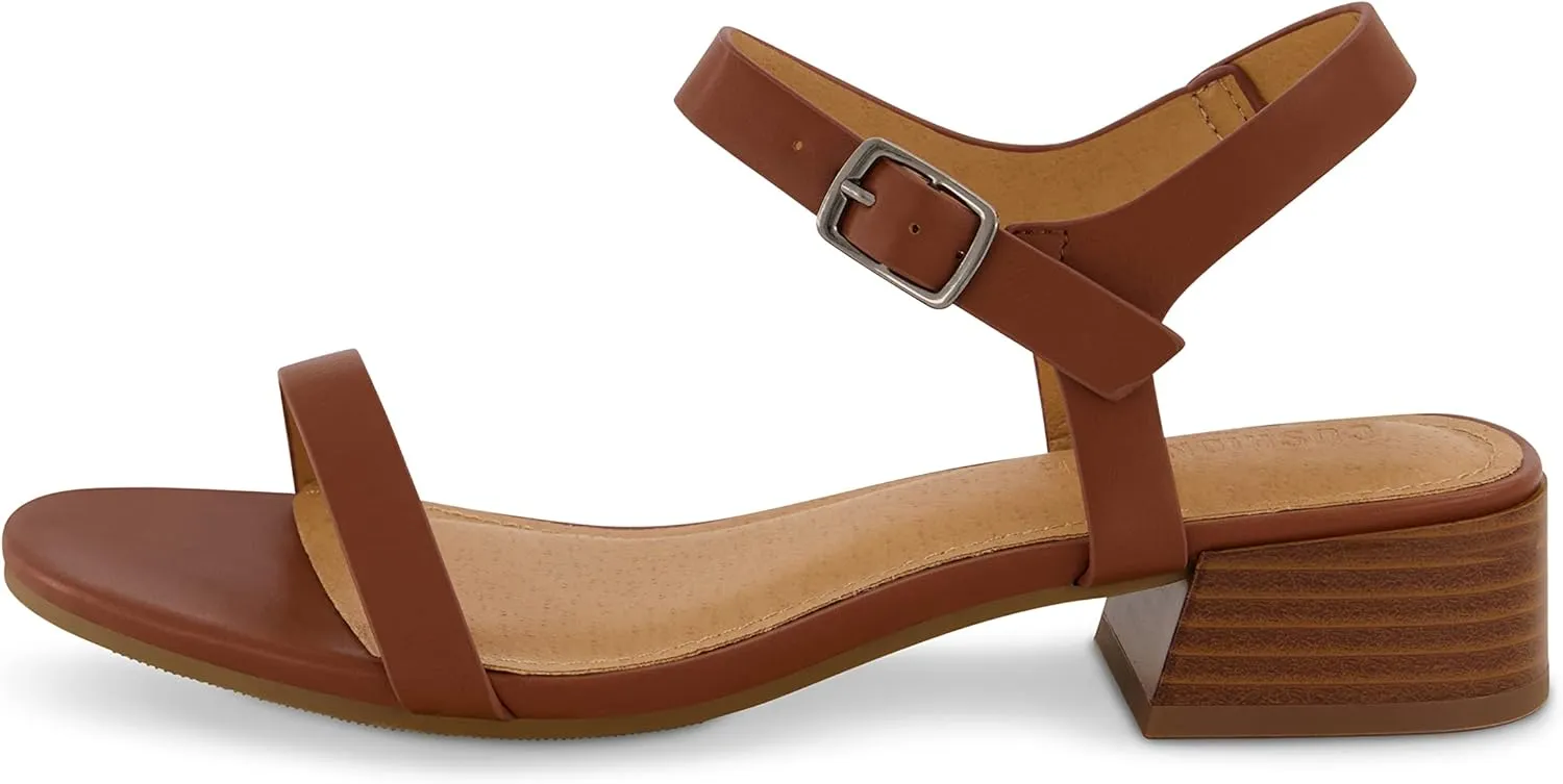CUSHIONAIRE Women's Fontana one band block heel sandal  Memory Foam, Wide Widths Available