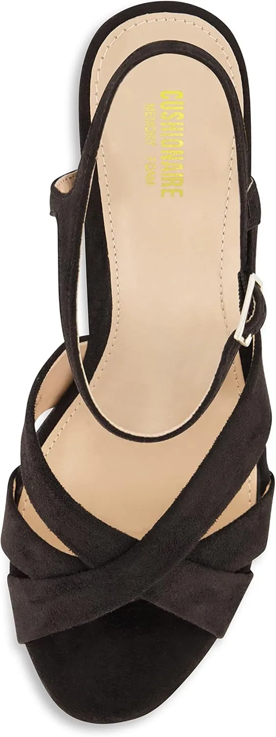 CUSHIONAIRE Women's Foxy platform dress sandal  Memory Foam and Wide Widths Available