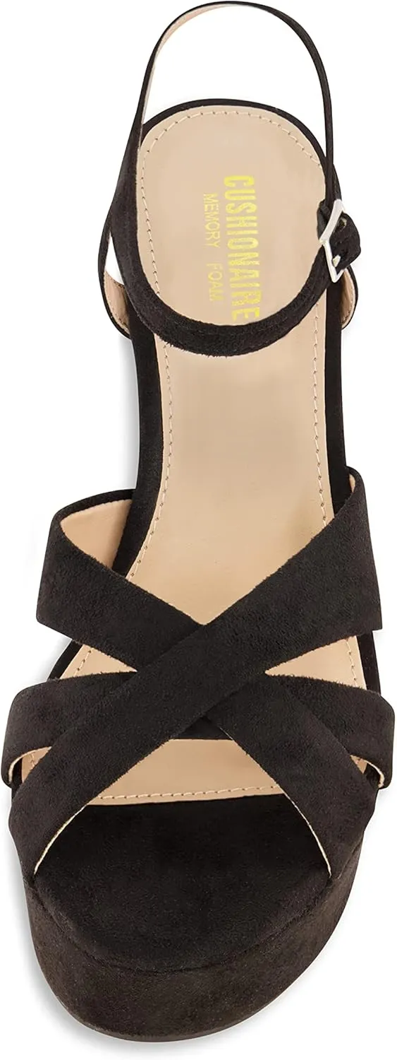 CUSHIONAIRE Women's Foxy platform dress sandal  Memory Foam and Wide Widths Available