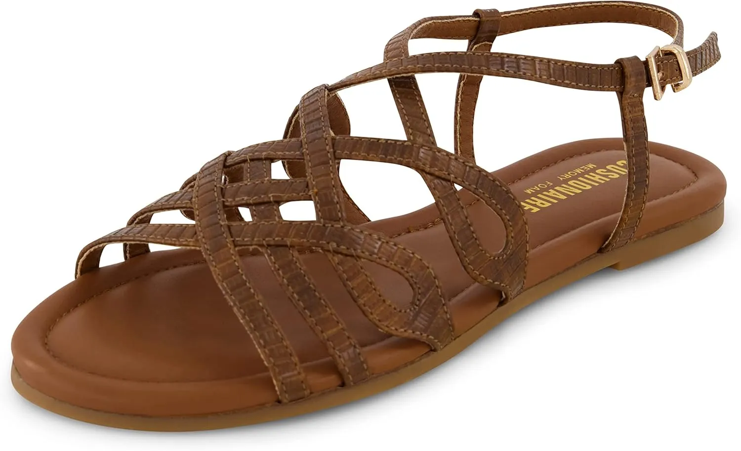CUSHIONAIRE Women's Joanna flat sandal  Comfort Foam, Wide Widths Available