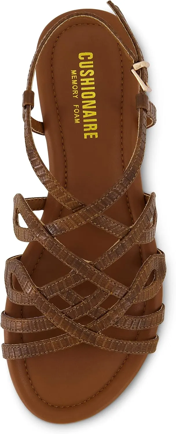 CUSHIONAIRE Women's Joanna flat sandal  Comfort Foam, Wide Widths Available