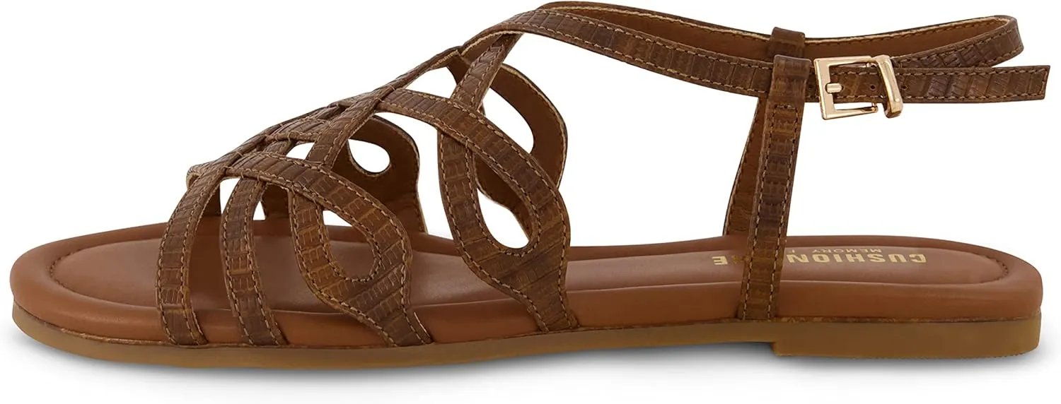 CUSHIONAIRE Women's Joanna flat sandal  Comfort Foam, Wide Widths Available
