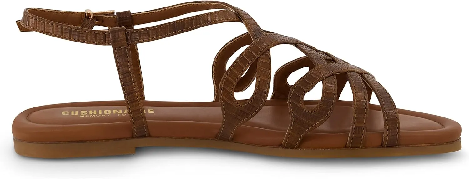 CUSHIONAIRE Women's Joanna flat sandal  Comfort Foam, Wide Widths Available