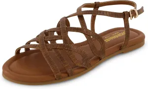 CUSHIONAIRE Women's Joanna flat sandal  Comfort Foam, Wide Widths Available