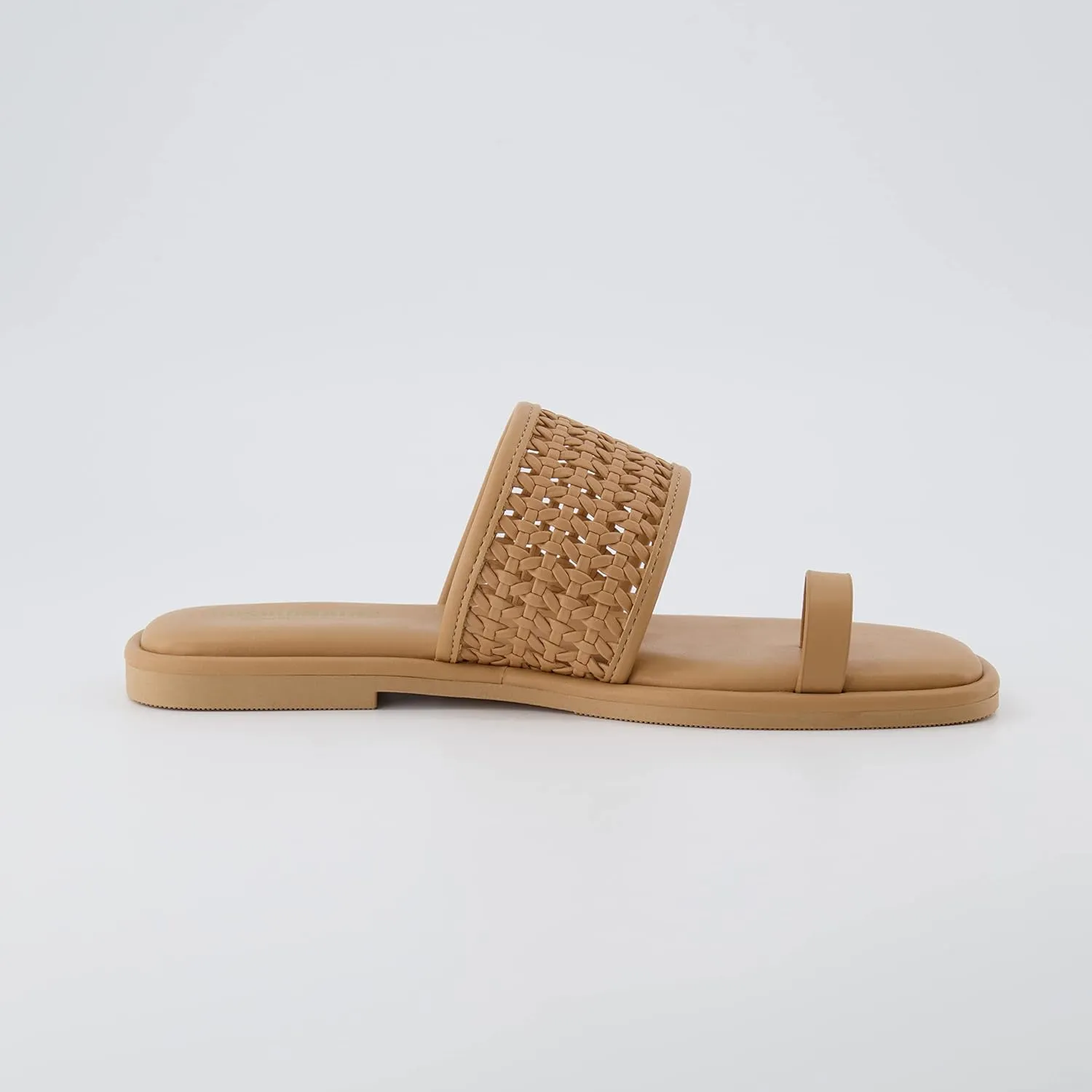 CUSHIONAIRE Women's Kiss toe ring basket weave sandal  Memory Foam, Wide Widths Available