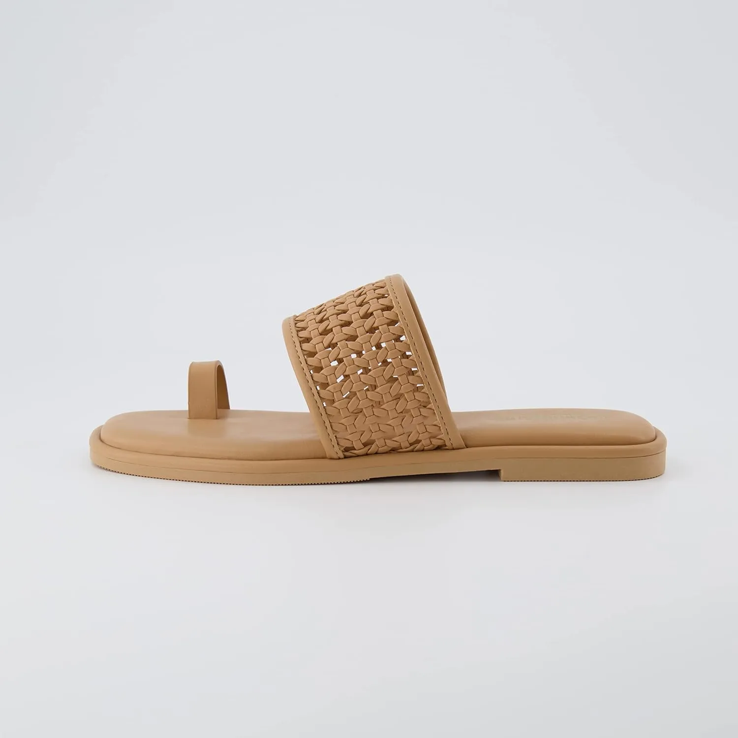 CUSHIONAIRE Women's Kiss toe ring basket weave sandal  Memory Foam, Wide Widths Available