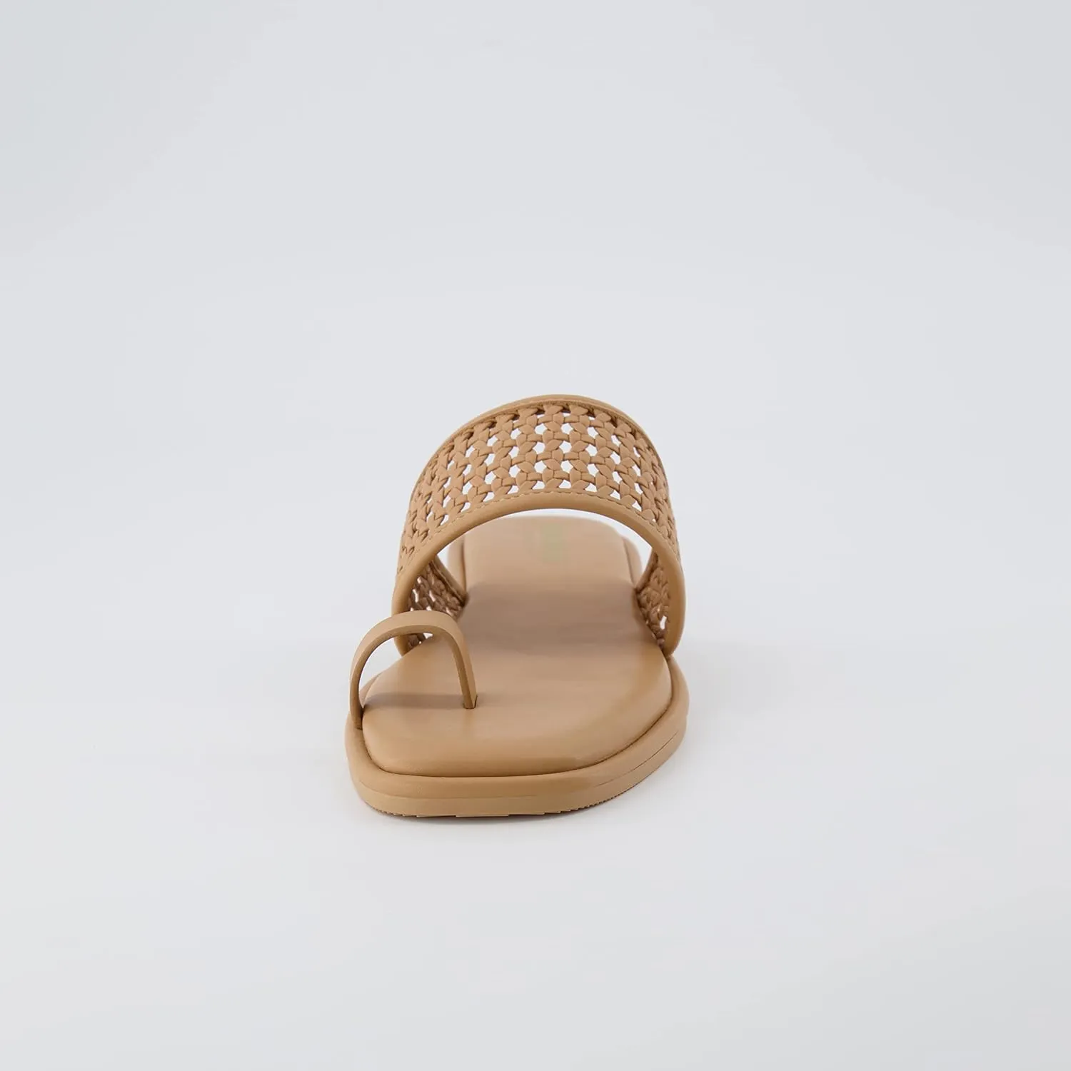 CUSHIONAIRE Women's Kiss toe ring basket weave sandal  Memory Foam, Wide Widths Available