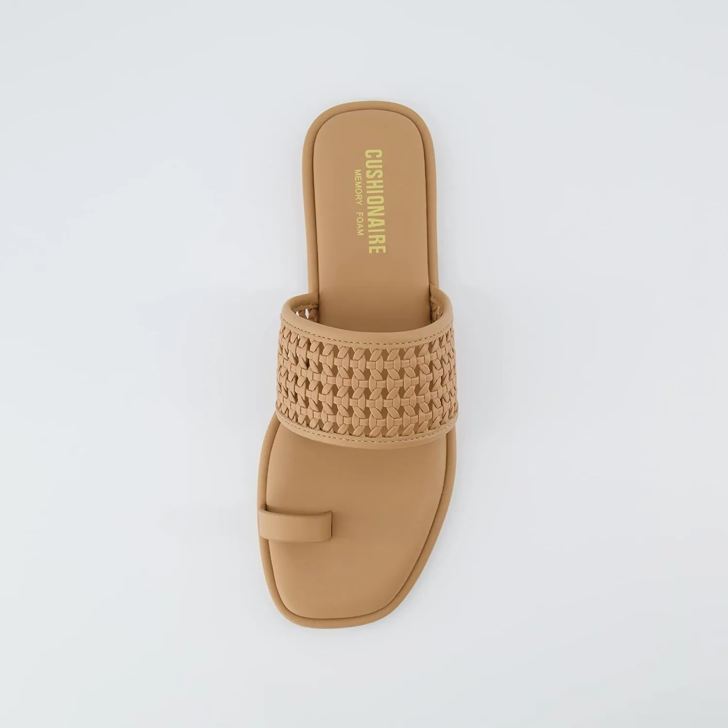 CUSHIONAIRE Women's Kiss toe ring basket weave sandal  Memory Foam, Wide Widths Available