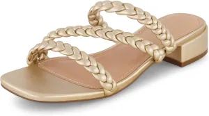 CUSHIONAIRE Women's Newton braided low block heel sandal  Memory Foam and Wide Widths Available