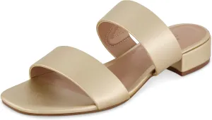 CUSHIONAIRE Women's Nolita two band low block heel slide sandal  Memory Foam and Wide Widths Available