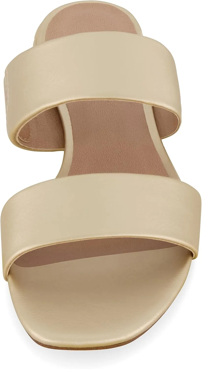 CUSHIONAIRE Women's Nolita two band low block heel slide sandal  Memory Foam and Wide Widths Available