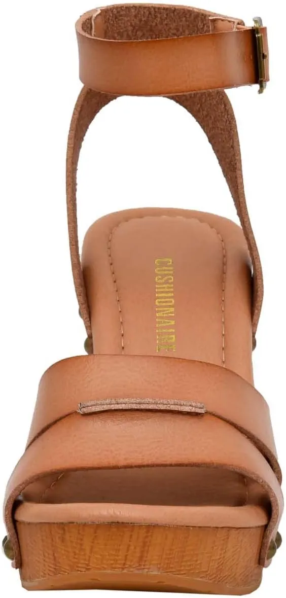 CUSHIONAIRE Women's Sandra Faux Wood Sandal  LiteSole Technology, Wide Widths Available