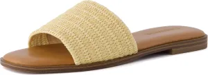 CUSHIONAIRE Women's Sesame raffia slide sandal  Memory Foam, Wide Widths Available