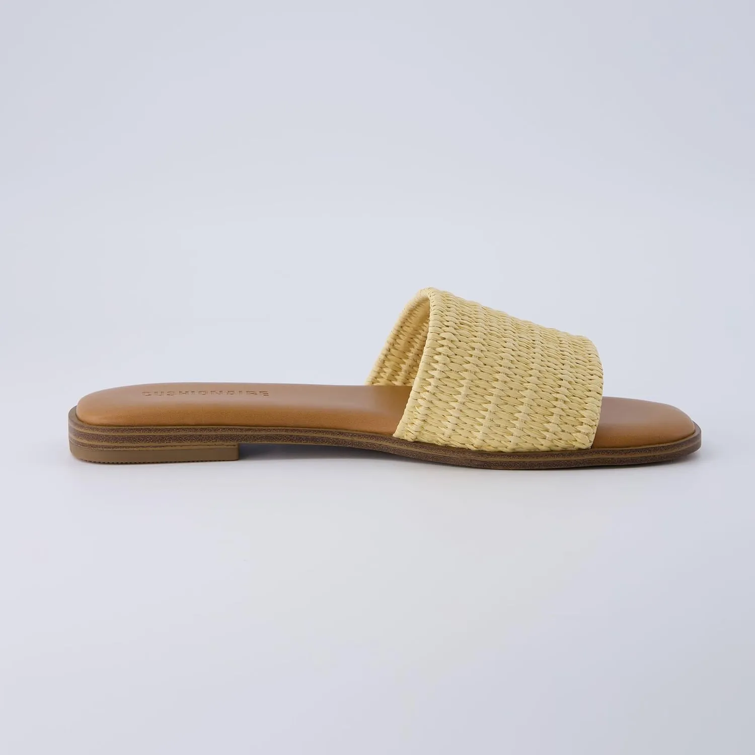 CUSHIONAIRE Women's Sesame raffia slide sandal  Memory Foam, Wide Widths Available