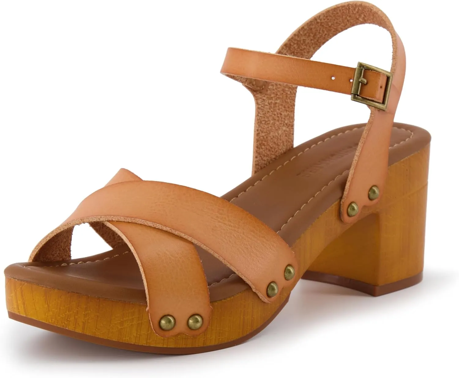 CUSHIONAIRE Women's Slate Faux Wood Sandal  Memory Foam Insole & LiteSole Technology -Wide Widths Available